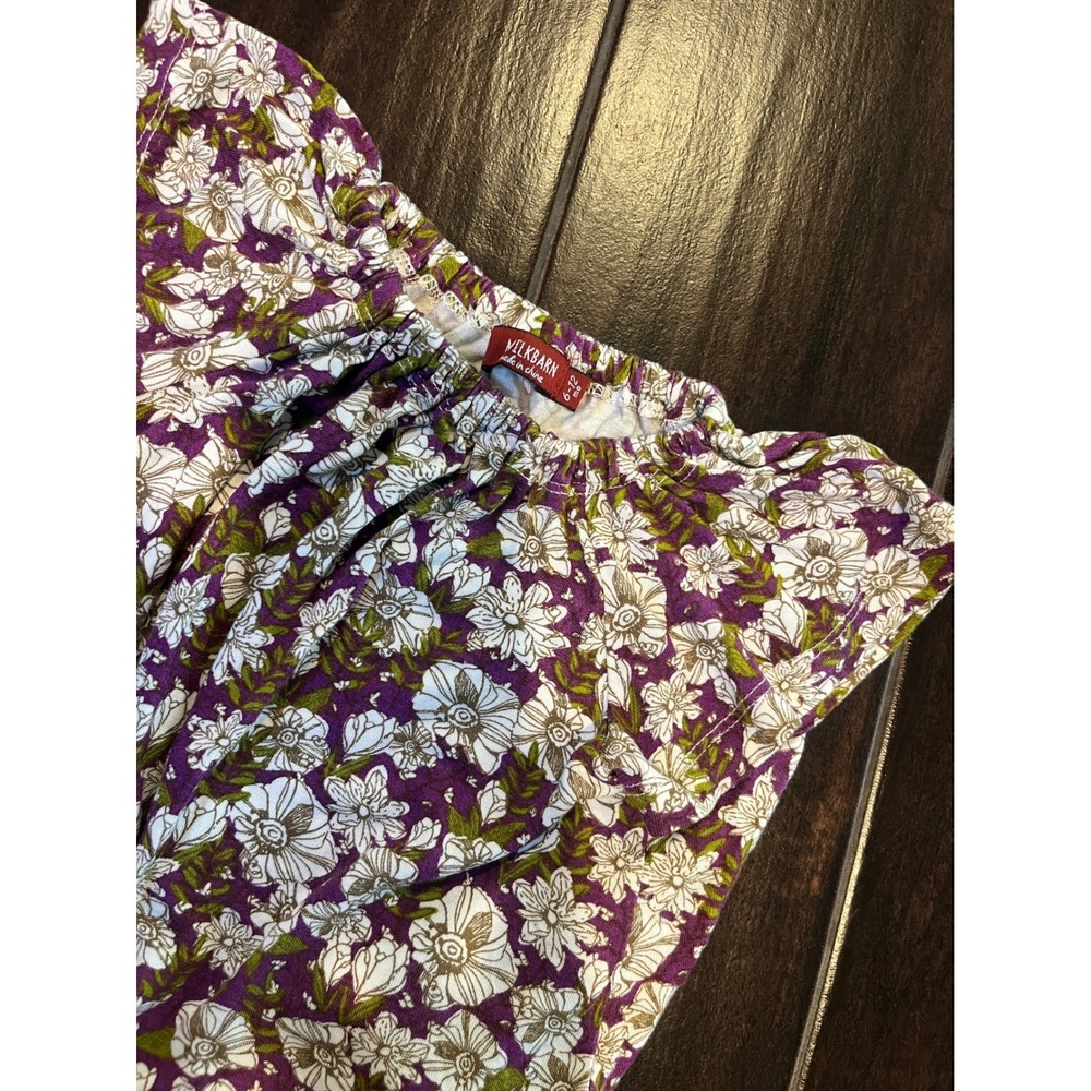 Milkbarn Baby Girls Floral Bamboo Rayon Top Purple White 6-12 Months Cap Sleeve